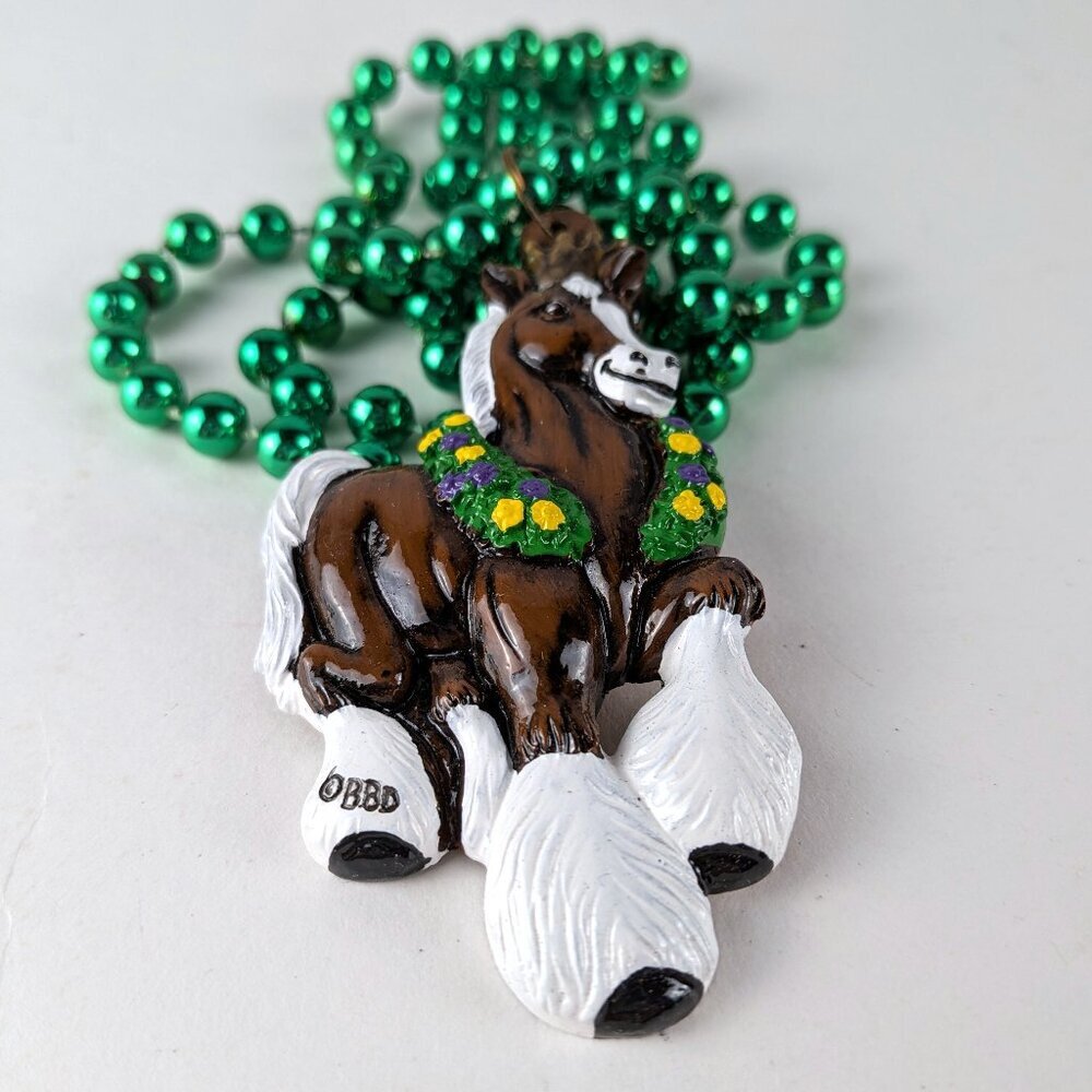 Vintage Budweiser Clydesdale Mardi Gras Beads - Picture 2 of 5